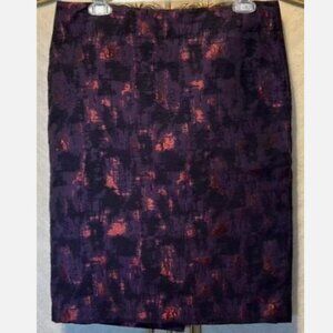 Textured Purple Print Sz Medium Church Office Lined Pencil Skirt LORD & TAYLOR